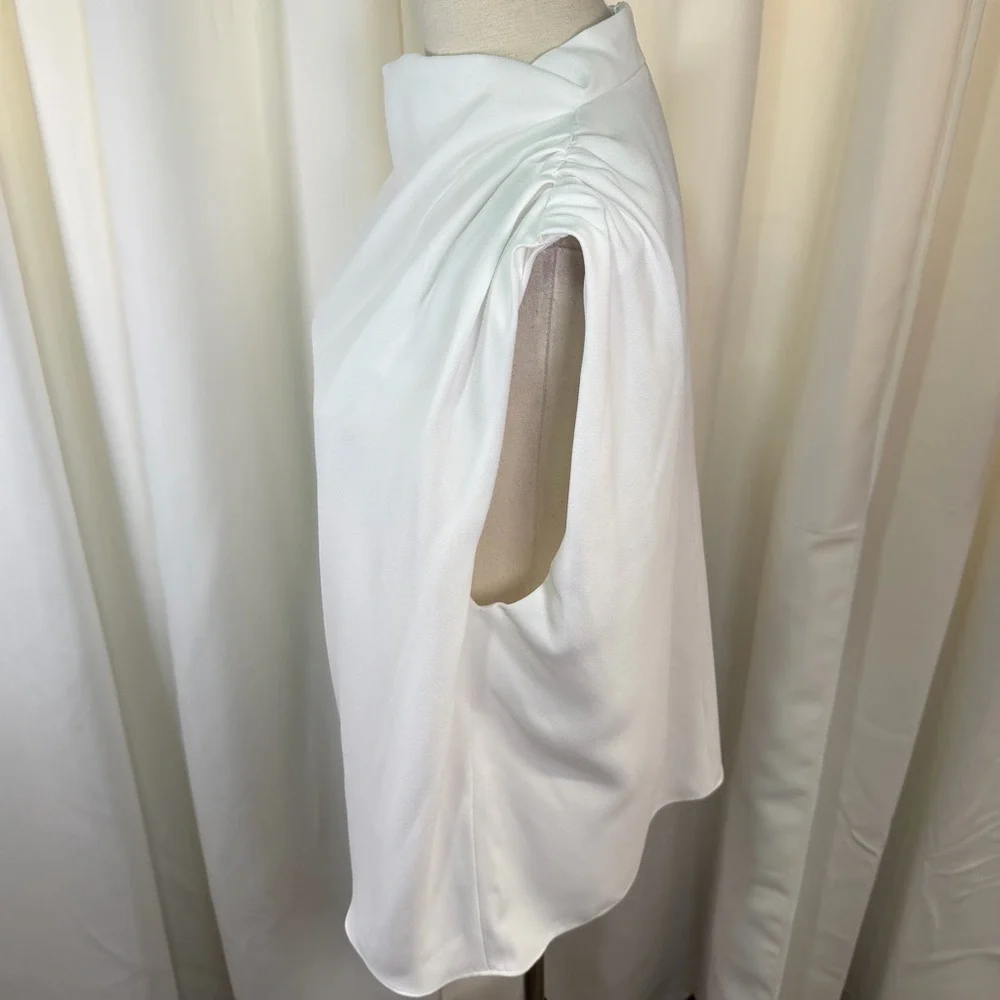 NWT Zara Pleated Shoulder Draped Cowl Neck Sleeveless Blouse in White Size XL - Picture 9 of 16